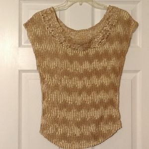 Gold, 100% polyester dress shirt